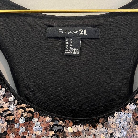 Forever 21 Gold Black Sequin Tank Top Size Medium - Picture 2 of 6
